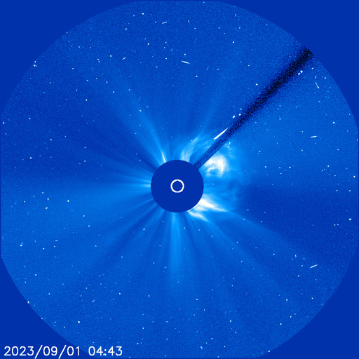 LASCO CORONAGRAPH showing the CME from 1st September 2023. Imagery provided by NASA and ESA.