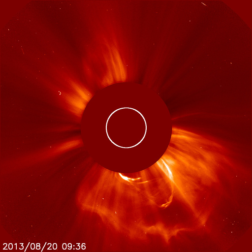 SOHO/LASCO C2 image of the CME on 20th August. Image NASA