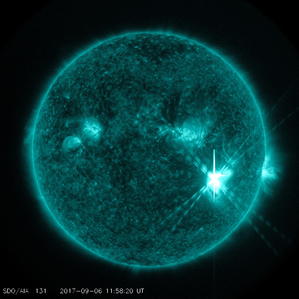 Image of the Sun showing the X9.3 flare. (Image: SDO/NASA)